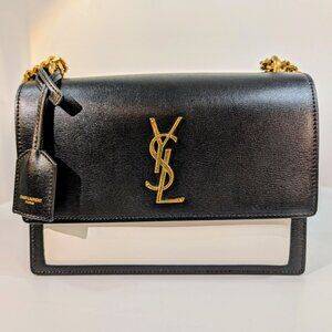 Yves Saint Laurent (YSL) Sunset Black and White Calfskin Shoulder Bag